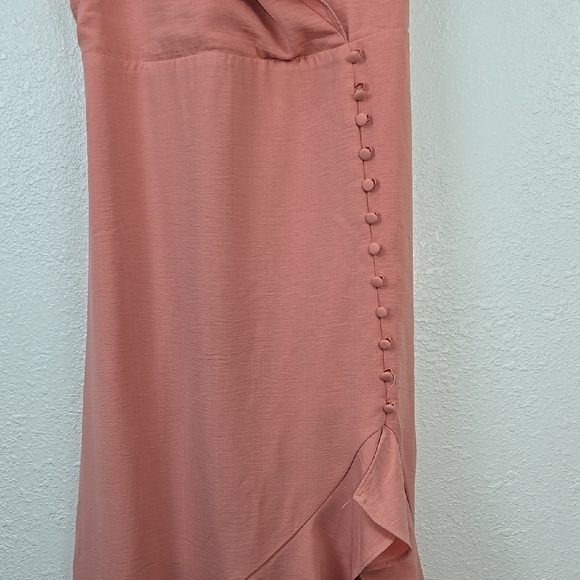 Shinestar - Pink Elegant High-Low Flared Hem, Ruffle Neck Dress Women's Small - Picture 3 of 13